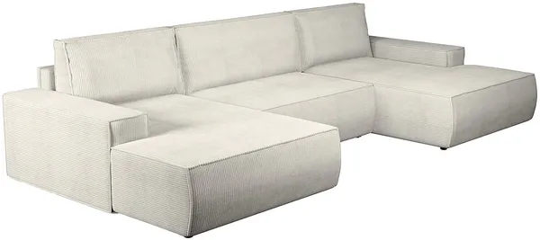 Vente-unique - AMELIA Sofa SamtStoff Blau - B 167 cm x H 85 cm x L 358 cm