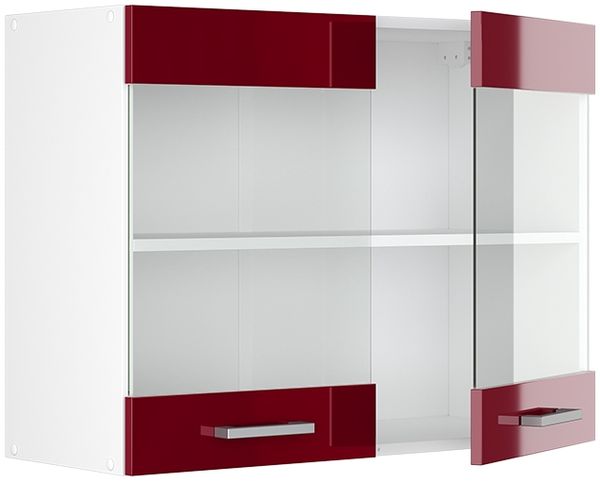 Hängeschrank R-Line Bordeaux Hochglanz 80 cm mit Glastüren Vicco Bild 5