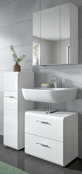 Badmöbel Set Cover in weiß Hochglanz 3-teilig 105 cm