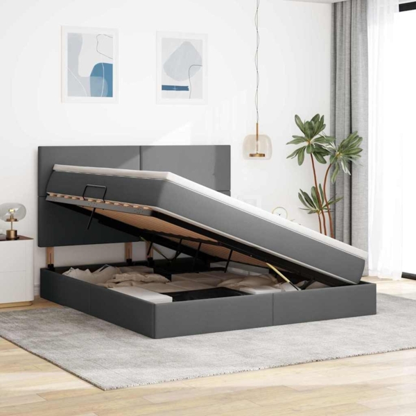vidaXL Aufbewahrungsbett Dunkelgrau 160x200 cm Kunstleder 3371728 Bild 3