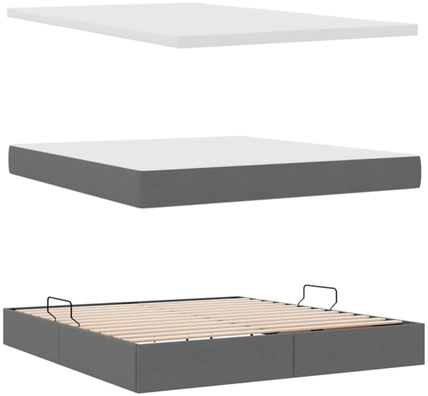 vidaXL Aufbewahrungsbett Dunkelgrau 160x200 cm Kunstleder 3371728 Bild 7