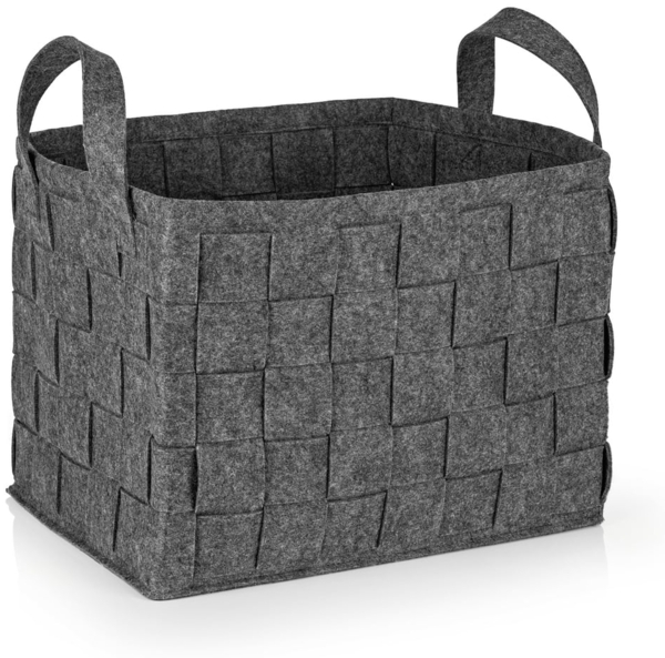 N8WERK Aufbewahrungskorb Filz 40cm dunkelgrau mit Henkel
