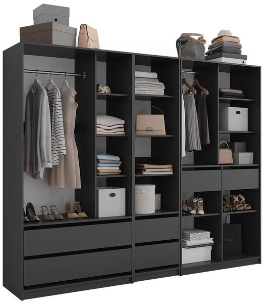 Kleiderschrank Elmo Anthrazit 100 x 200 cm 3er Set Vicco Bild 6
