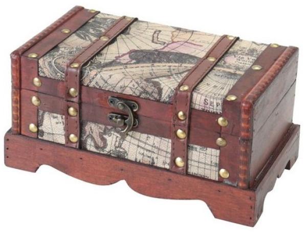 HMF Schatzkiste Handgefertigte Schatztruhe aus Holz (1 St), dekorative Aufbewahrungsbox, 23 x 13 x 11 cm, Amerika