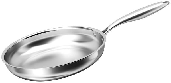 Premium Edelstahlpfanne geeignet für alle Herdarten mit ergonomischem Griff 24 cm