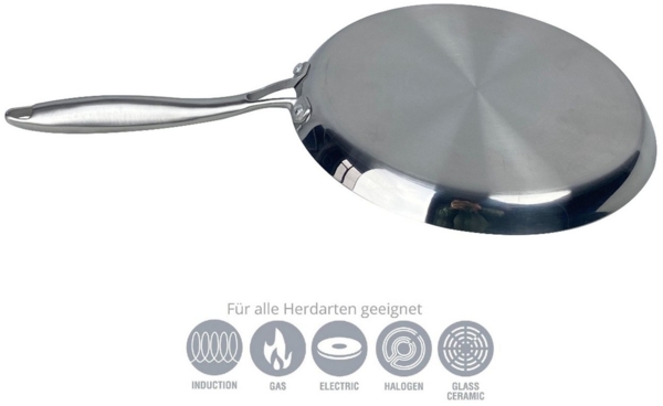 Premium Edelstahlpfanne geeignet für alle Herdarten mit ergonomischem Griff 24 cm