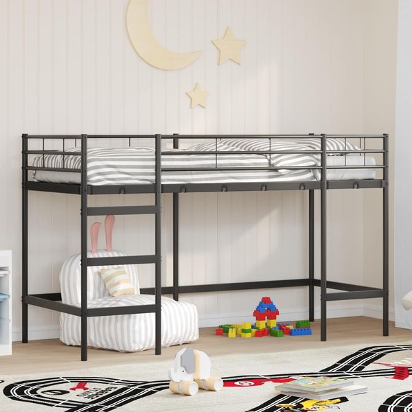 vidaXL Kinderloftbett Schwarz 74,5 x 190 cm Stahl 42020759