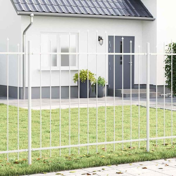vidaXL Gartenzaun 7 pcs Weiß 170 x 165 cm Pulverbeschichteter Stahl 3360168