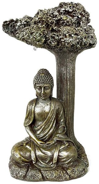 HAC24 LED Solarleuchte Buddha Dekofigur Garten Solarlampe Gartendeko Gartenleuchte, LED fest integriert, Buddha Statue mit Baum