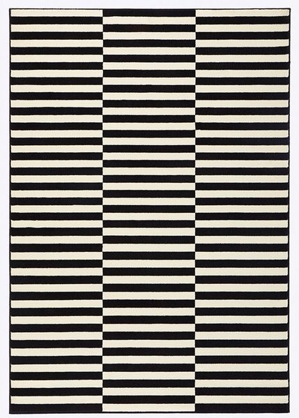 Kurzflor Teppich Panel Schwarz Creme - 80x300x0,9cm
