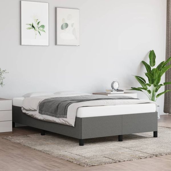 vidaXL Bettgestell ohne Matratze Dunkelgrau 120x190 cm Stoff 379509