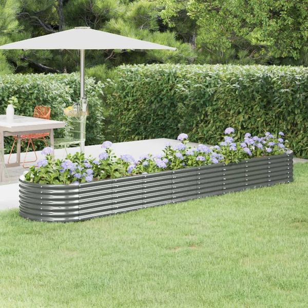 vidaXL Hochbeet Verzinkter Stahl 368x80x36 cm Grau 318929