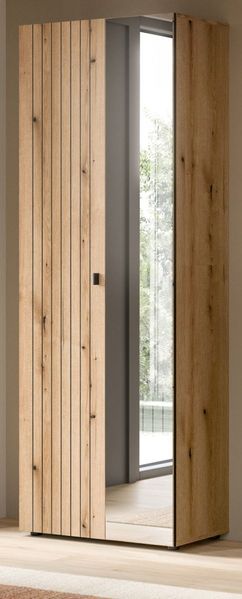 Garderobenschrank Loreno in Eiche mit Spiegel 70 x 192 cm
