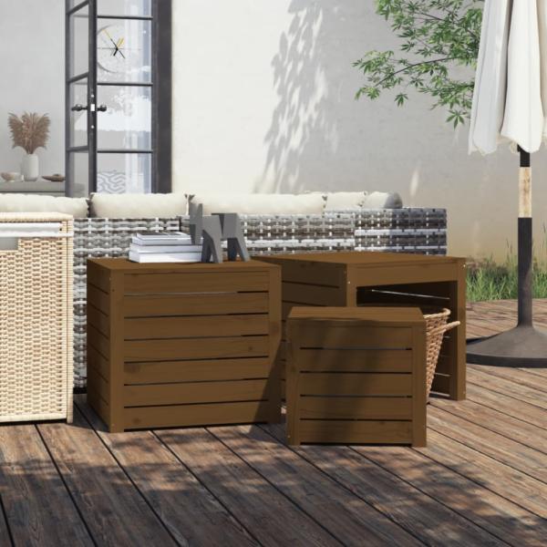 vidaXL 3-tlg. Gartenbox-Set Honigbraun Massivholz Kiefer 823958