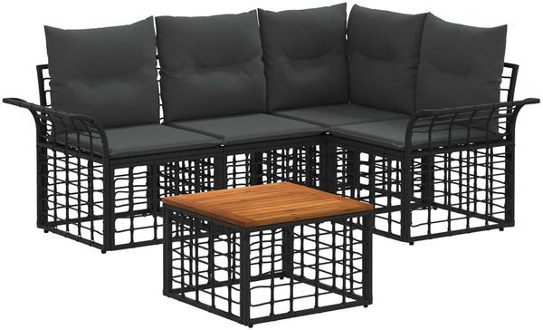 vidaXL Outdoor-Sofagarnitur 5 pcs Schwarz und Dunkelgrau Polyester 3437685