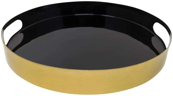 LaLe Living Serviertablett "Glam" aus Eisen in Gold/Schwarz, Ø31cm