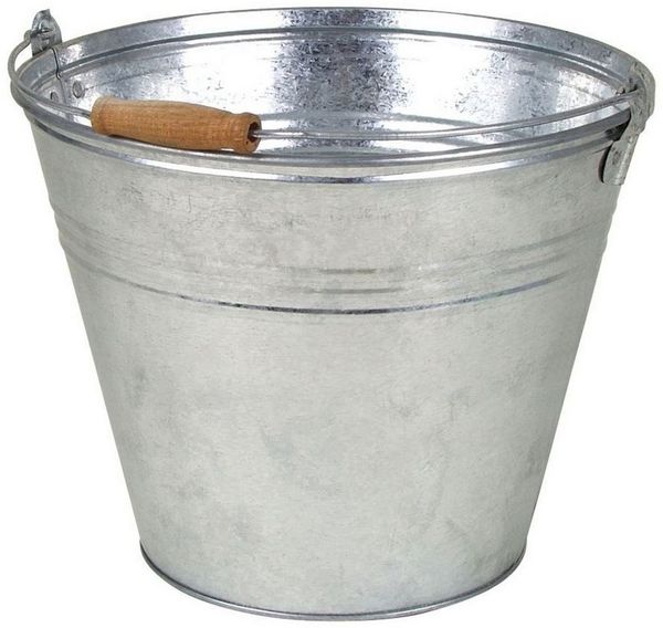 BURI Zinkeimer 10L mit Holzgriff Wassereimer Blecheimer Gartendeko Pflanzkübel Blumen