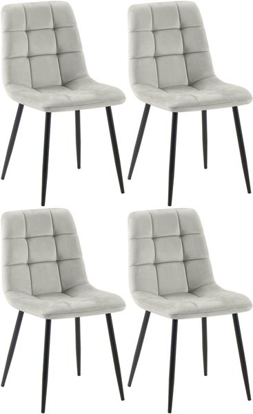 4er Set Esszimmerstuhl FIGAD - Samt Grau 45x55x84 cm | Essstühle Esszimmerstühle Küchenstühle Wohnzimmerstühle