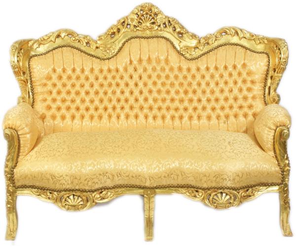 Casa Padrino Barock 2-er Sofa King Gold Muster / Gold - Barock Möbel