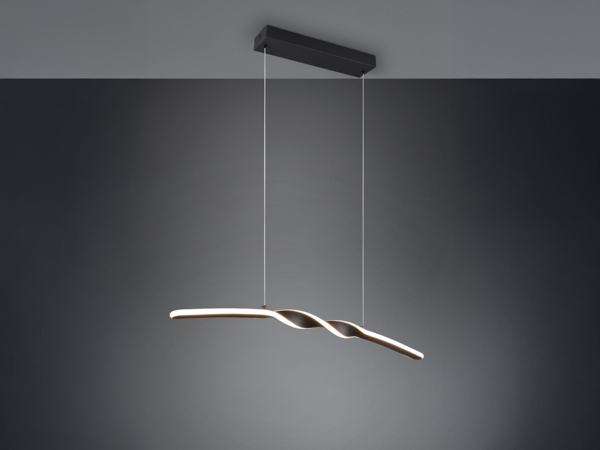 LED Pendelleuchte GINKO in Metall Schwarz geschwungen, Breite 79cm