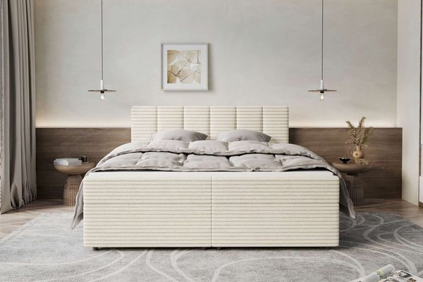 99rooms Boxspringbett Bergamo (Schlafzimmerbett, Bett), 140/160/180/200x200 cm, in Cordstoff AMBIENCE, mit Topper