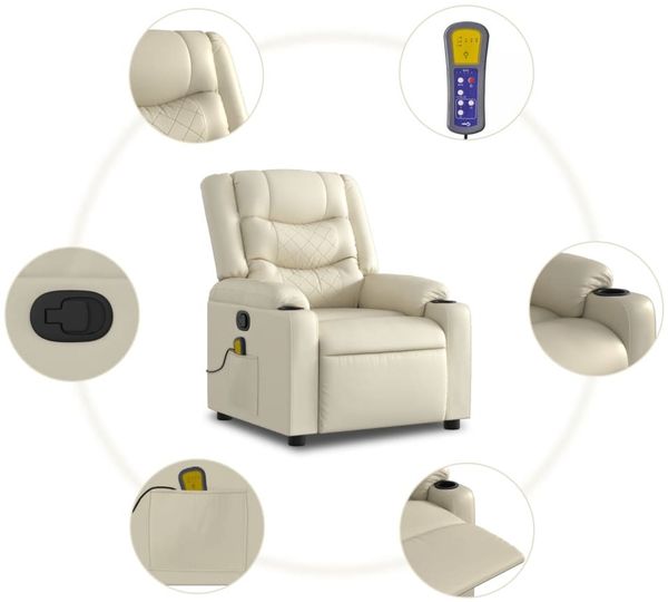vidaXL Massagesessel Creme Kunstleder 374124 Bild 6