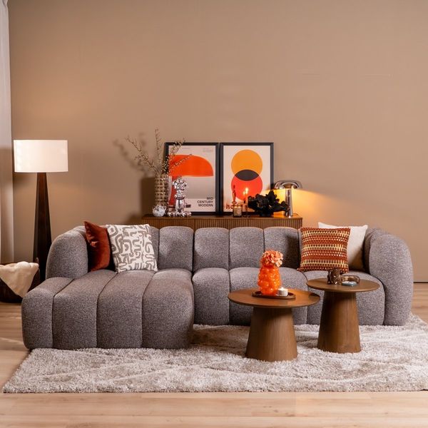 Bronx71 Ecksofa Luca Bouclé braun/grau links