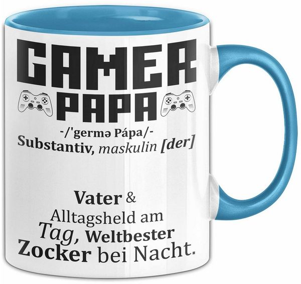 Trendation Tasse Gamer Papa Tasse Geschenk Vater Zocker Geschenkidee Vatertag Bester Pa