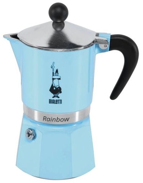 Bialetti Rainbow Caffetteria Color Alluminio 3 Tassen Blau