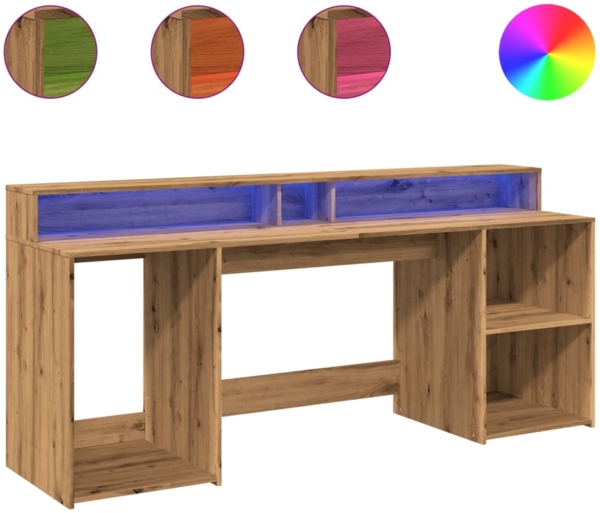 vidaXL LED-Schreibtisch Artisan-Eiche 200x55x91 Holzwerkstoff 3309446