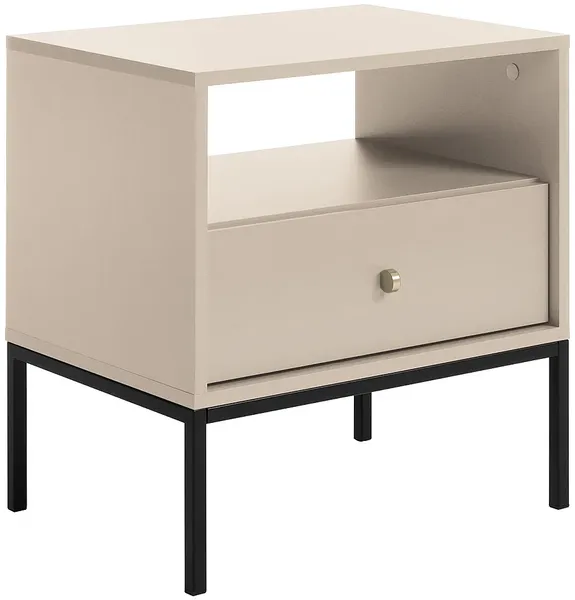 Vente-unique - BOGDAN Bedside table Holz, Platte Beige - B 39 cm x H 56 cm x L 54 cm