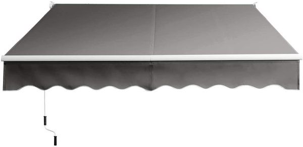 COSTWAY 2,5x2 m Gelenkarmmarkise Sonnenmarkise Balkonmarkise Terrassenmarkise Klemmmarkise mit UV- und wasserbeständigem Material, Aluminiumrahmen und -kurbel, fuer Balkon und Veranda Grau