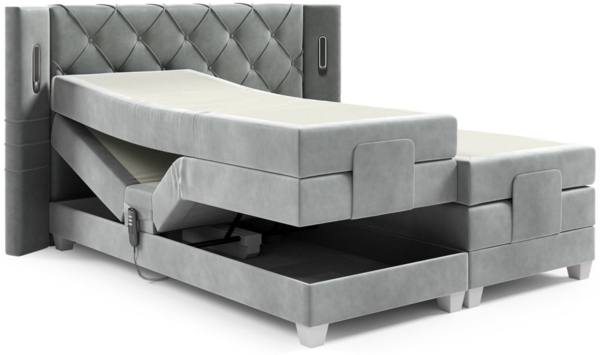Boxspringbett Elektrisch Bett STEVE 200x200cm in Stoff Fresh Beige Bild 4