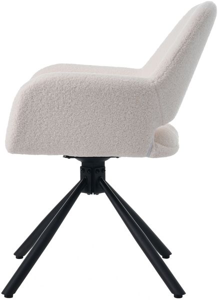 Drehbarer Esszimmerstuhl aus Sherpa in Weiß, 60 x 60 x 80 cm – 6er-Set mit Armlehnen Bild 8