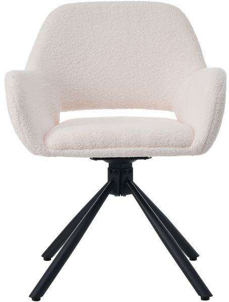 Drehbarer Esszimmerstuhl aus Sherpa in Weiß, 60 x 60 x 80 cm – 6er-Set mit Armlehnen Bild 4