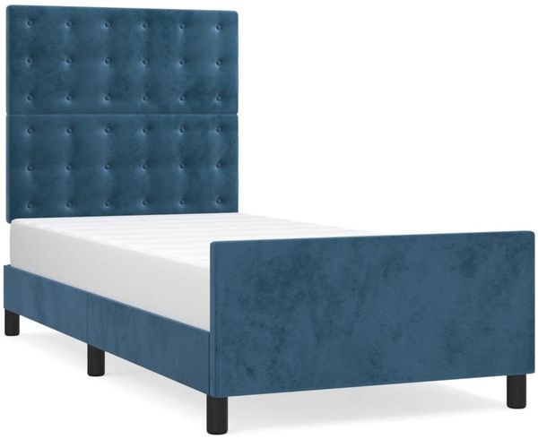 Einzelbettgestell Design für Erwachsene ohne Matratze Dunkelblau 90x190 cm Samt d4405e