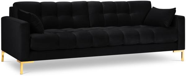 Micadoni Sofa Mamaia 4-Sitzer Samt Bluvel Schwarz goldene Beine