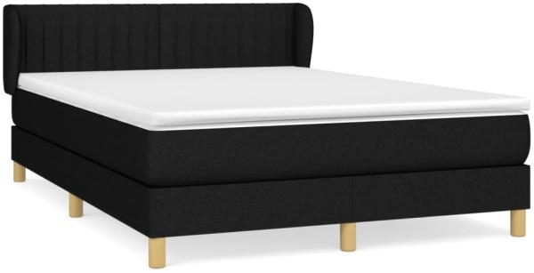 Doppelbett, Polsterbett mit Matratze Stoff Schwarz 140x200 cm