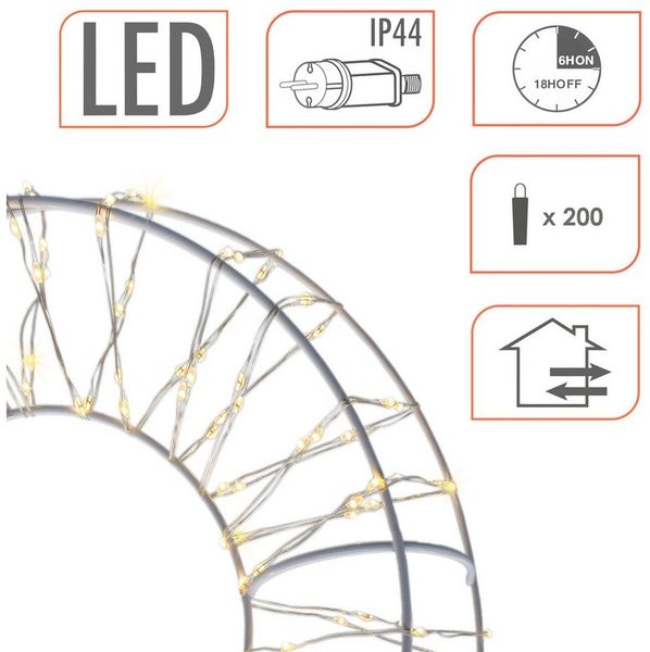 Spetebo LED Dekofigur Metall Kranz weiß Ø 30 cm - Weihnachten Deko Beleuchtung, Timer Funktion, LED fest integriert, warm weiß, IP44 Spritzwasserschutz Bild 2
