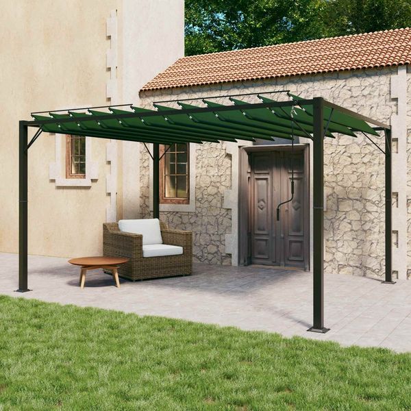 vidaXL Gazebo mit Lamellen-Dach Grün 3 x 4 x 2,14 m 42030525