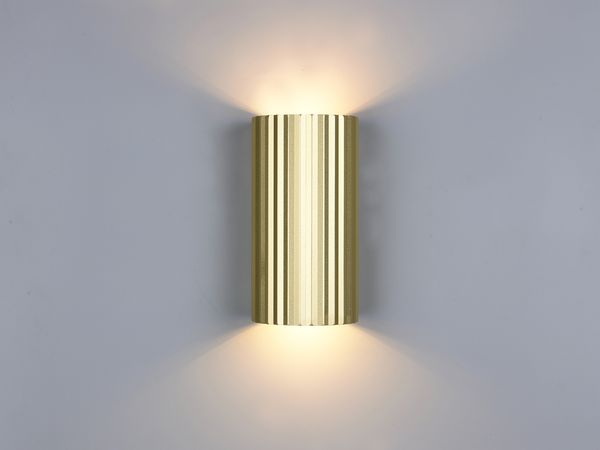 LED Wandleuchte mit Up and Down Lichteffekt, Metall Gold, Höhe 18cm