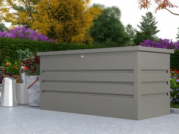 Vente-unique - TOMASO Gartenaufbewahrung Metall Grau - B 61 cm x H 62 cm x L 132 cm
