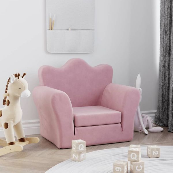 vidaXL Schlafsofa für Kinder Rosa Weich Plüsch 357057