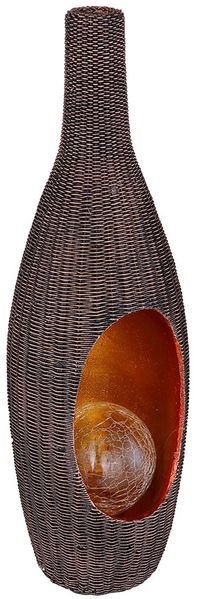 LED Solarleuchte, Rattan Design, Glas Kugel, gold, H 45,5 cm