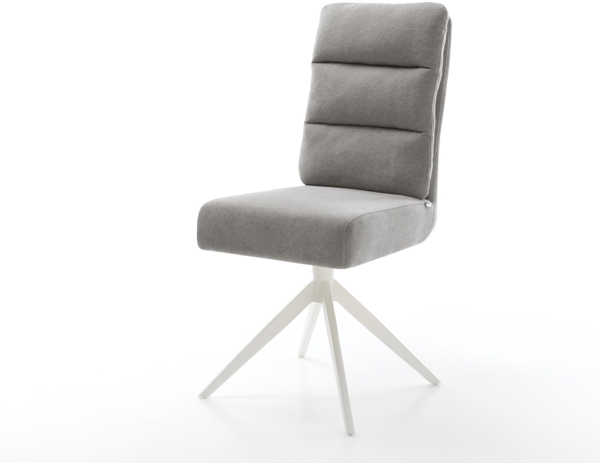 Drehstuhl Pela-Flex Strukturstoff Soft Grau Kreuzgestell breit Weiß 360° drehbar Wippfunktion Taschenfederkern