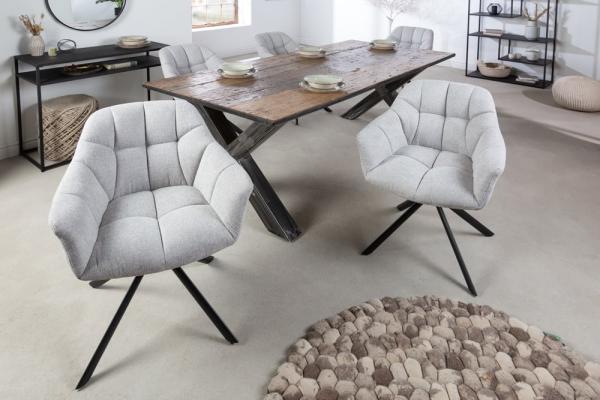 Moderner Drehstuhl LYON hellgrau Strukturstoff schwarzes Metallgestell Bild 6