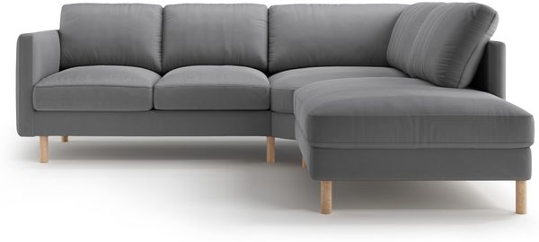 Micadoni Symmetrisches Ecksofa Eden 4-Sitzer Rechts Samt Grau Bild 2