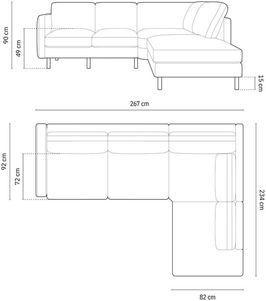 Micadoni Symmetrisches Ecksofa Eden 4-Sitzer Rechts Samt Grau Bild 5