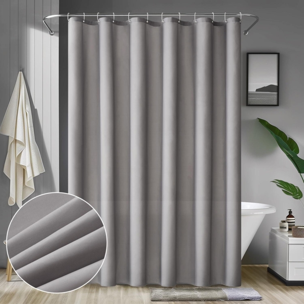 MIULEE Duschvorhang 180x200cm Grau Wasserdicht Anti-Schimmel Textil Waschbar