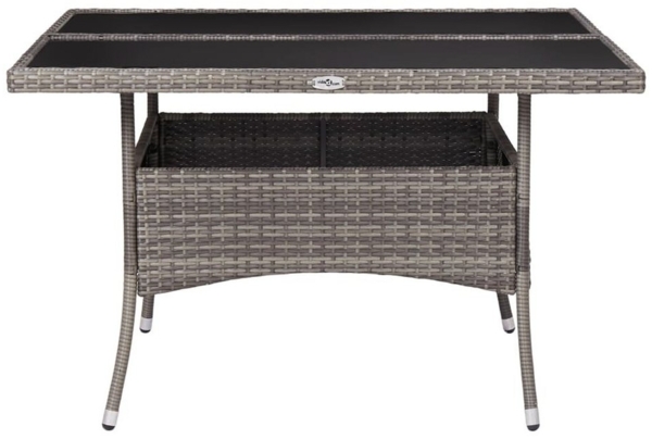 vidaXL Garten-Esstisch Grau Poly Rattan und Glas 46190